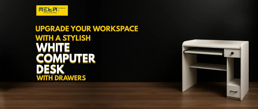 Upgrade Your Workspace with a Stylish White Computer Desk with Drawers
