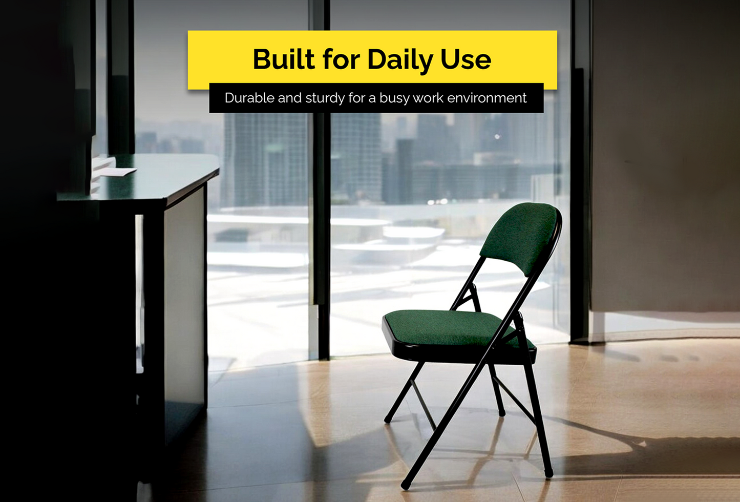 Meta Furniture Fabric Folding Chair with Comfort Cushion
