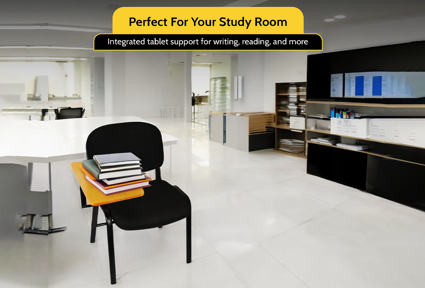 Meta Furniture Leather Stacking Chair With Tablet Desk