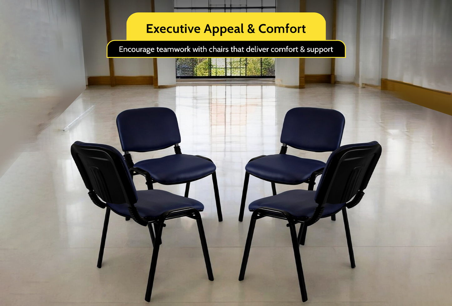 Meta Furniture Leather Stacking Chair with Padded Seat