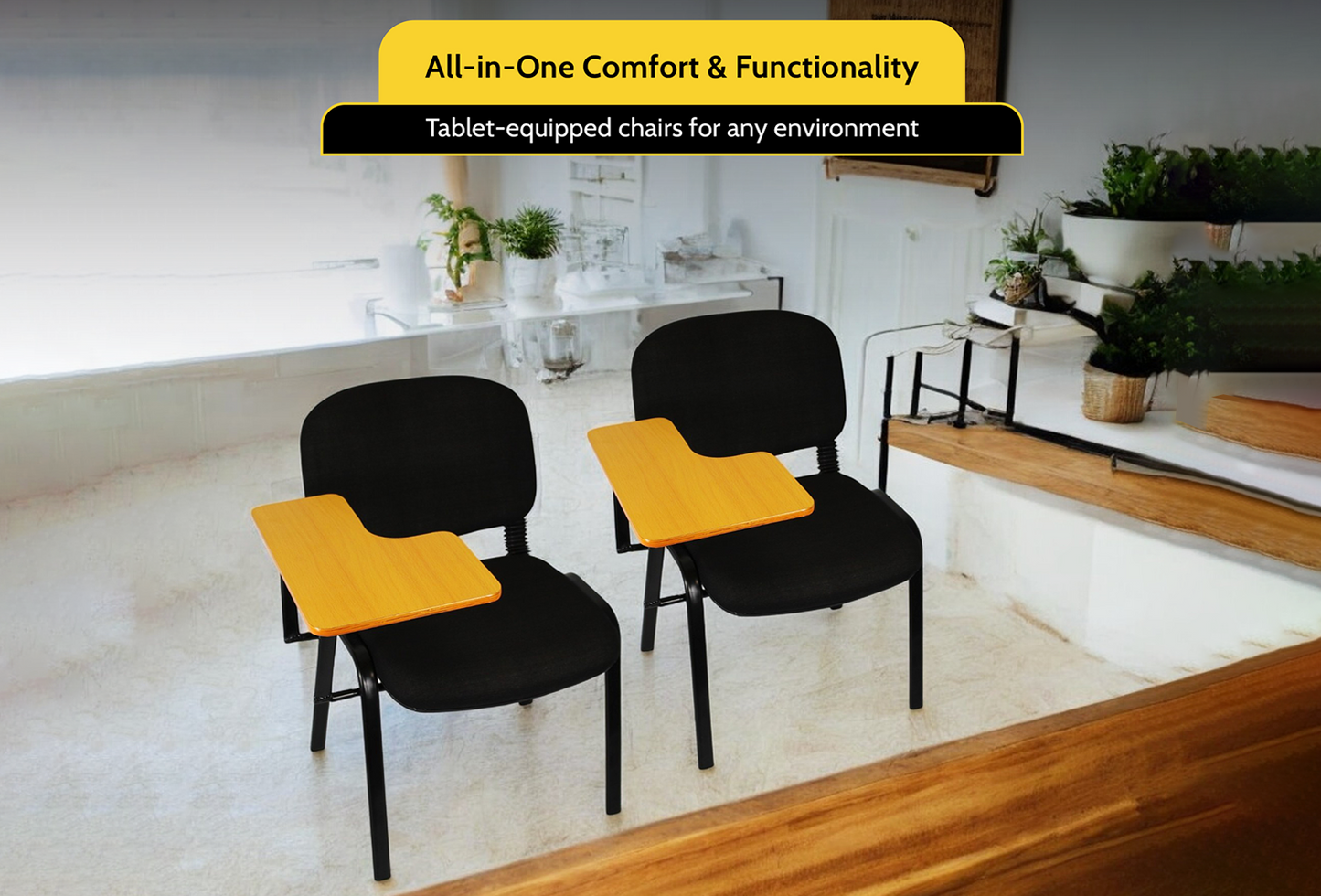 Meta Furniture Leather Stacking Chair With Tablet Desk