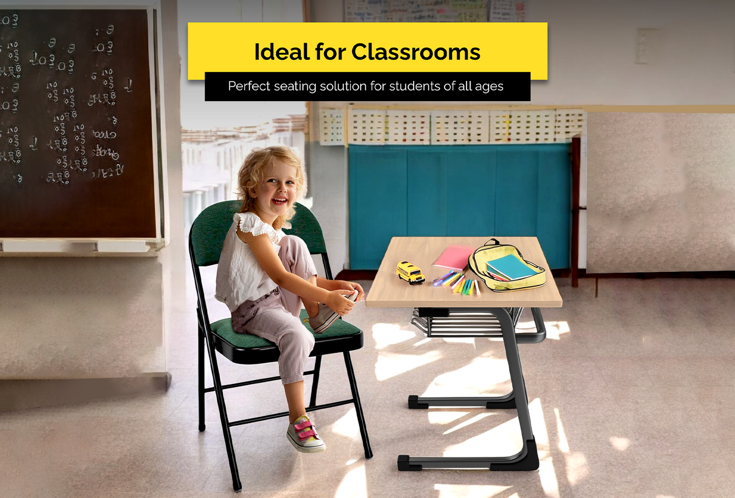 Meta Furniture Fabric Folding Chair with Comfort Cushion