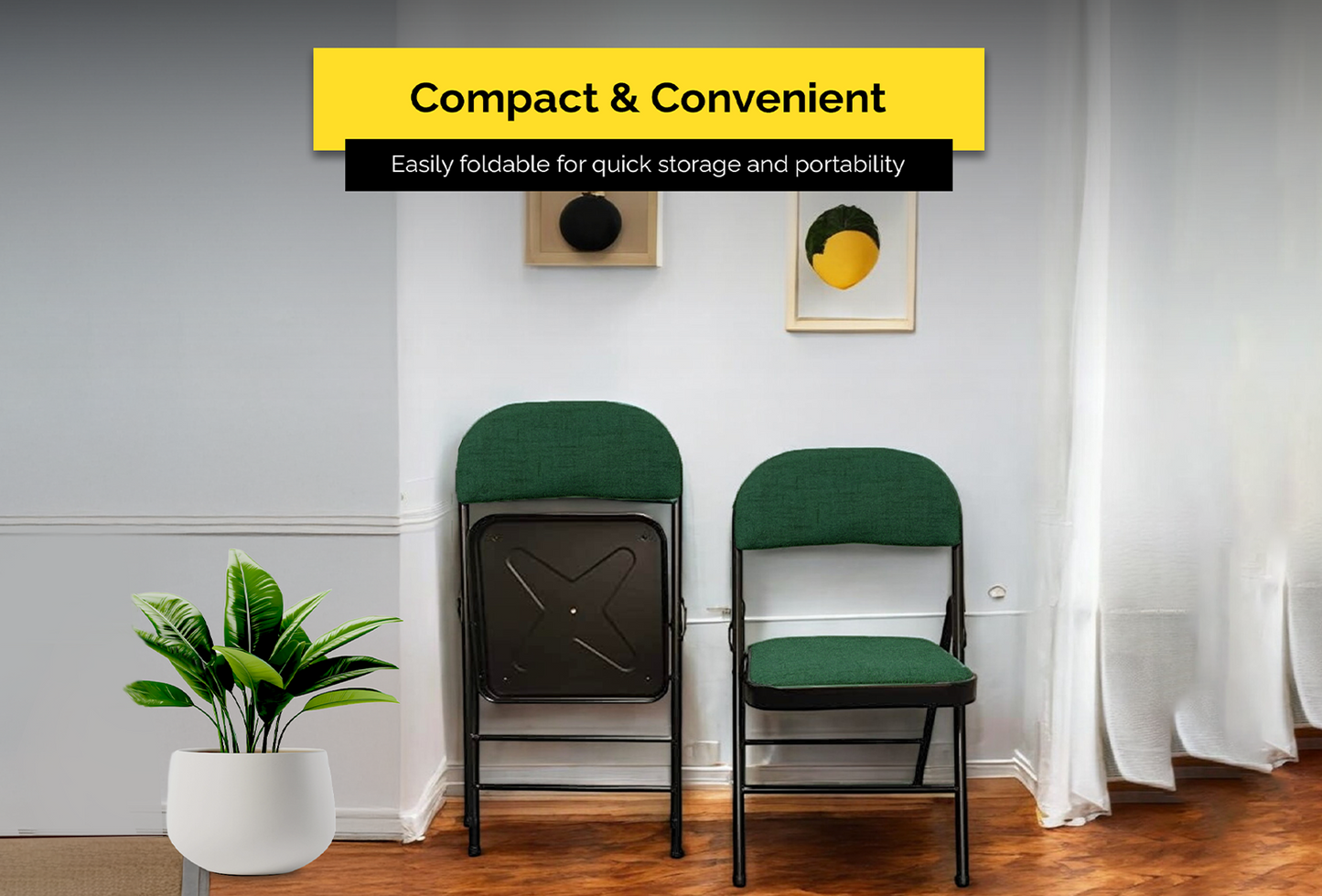 Meta Furniture Fabric Folding Chair with Comfort Cushion