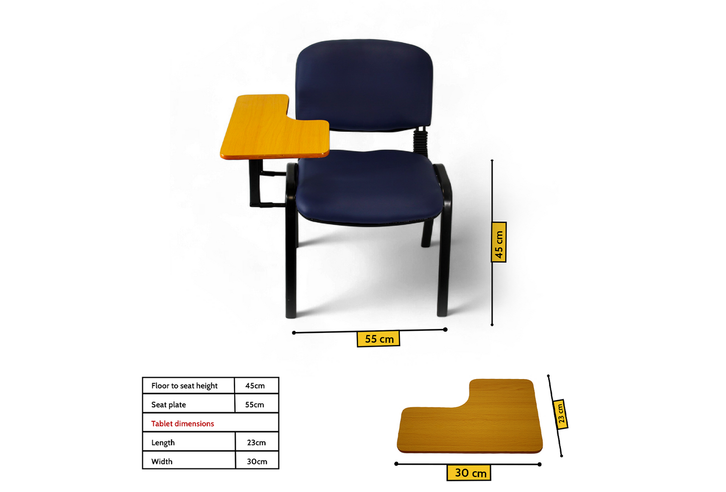 Meta Furniture Leather Stacking Chair With Tablet Desk