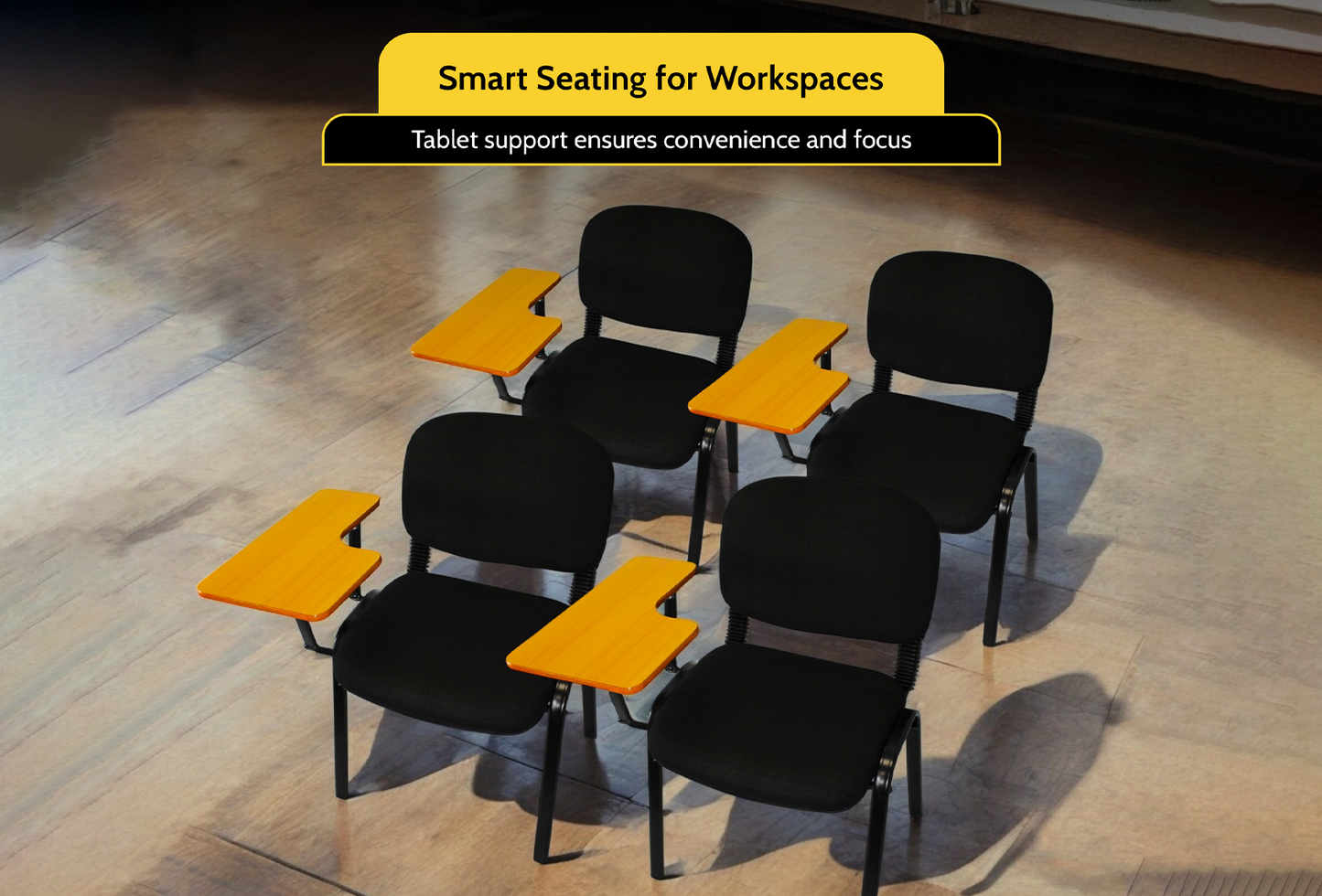 Meta Furniture Leather Stacking Chair With Tablet Desk