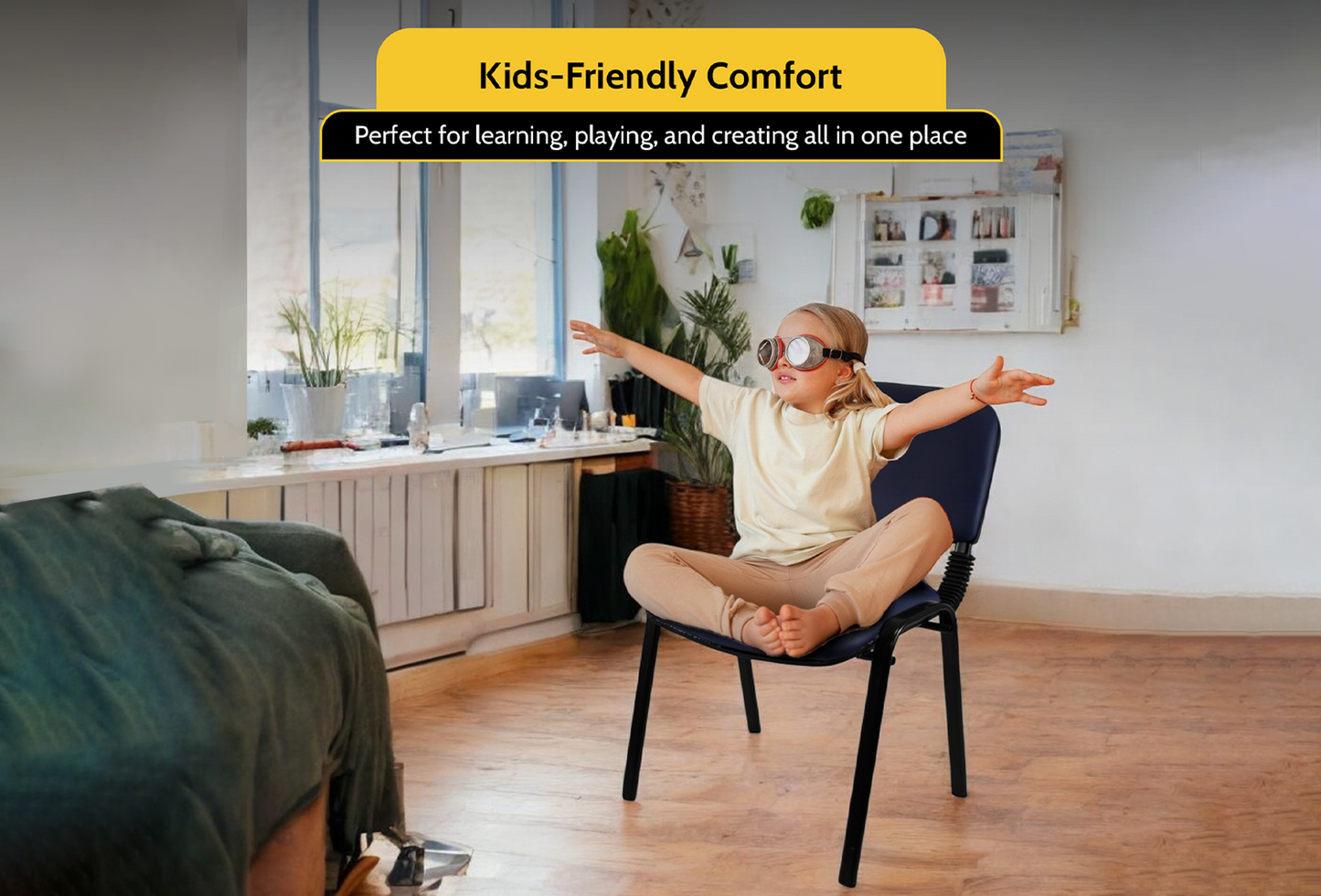 Meta Furniture Leather Stacking Chair with Padded Seat