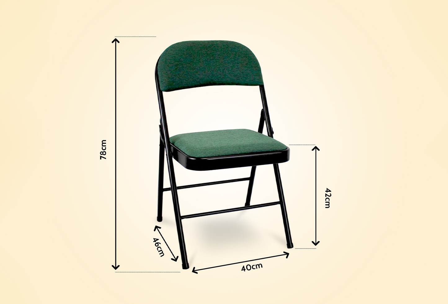 Meta Furniture Fabric Folding Chair with Comfort Cushion