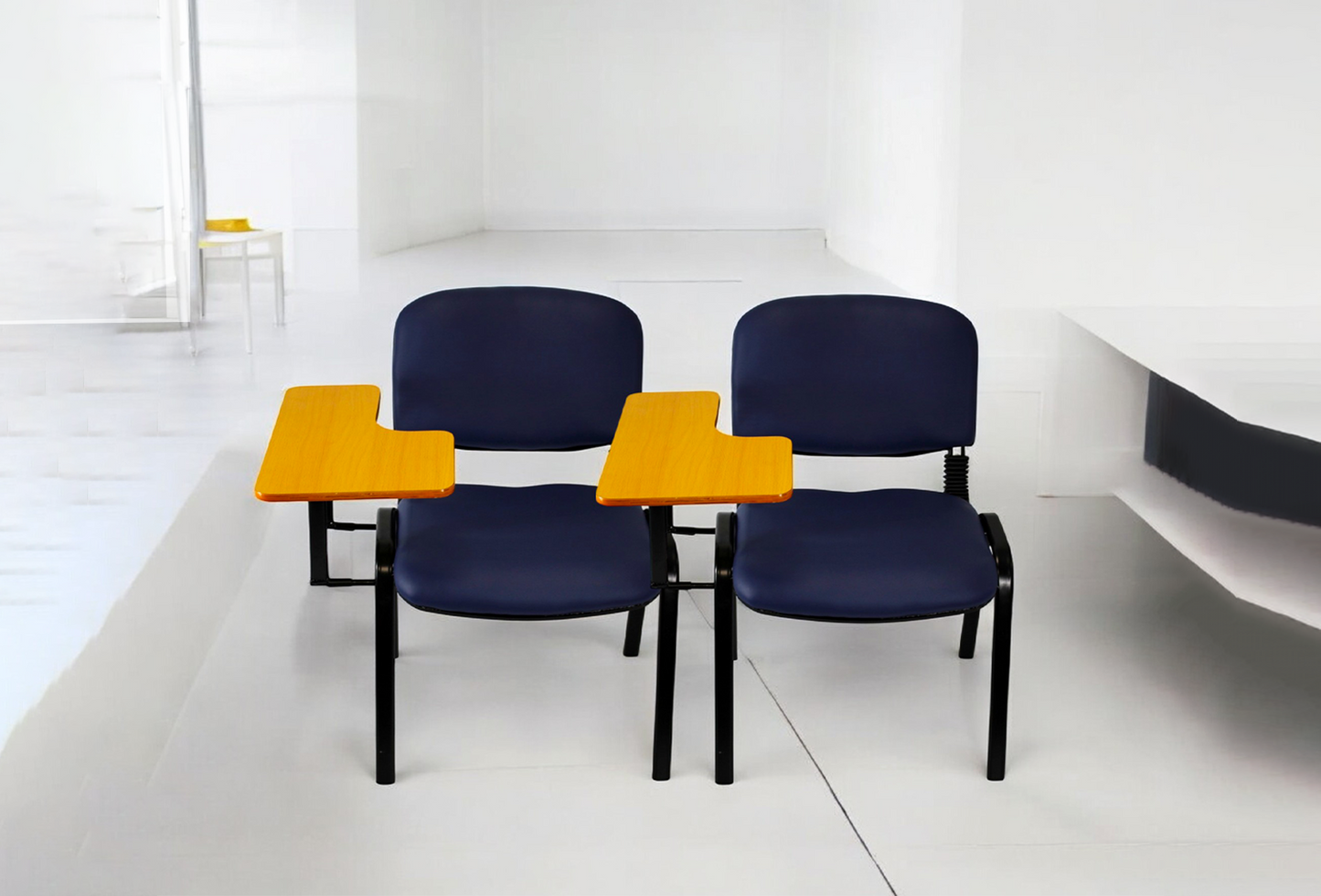 Meta Furniture Leather Stacking Chair With Tablet Desk