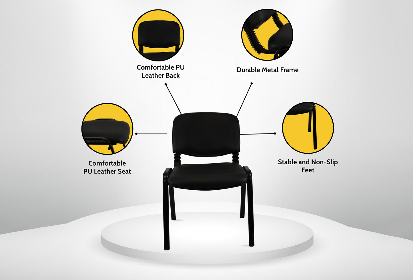 Meta Furniture Leather Stacking Chair with Padded Seat