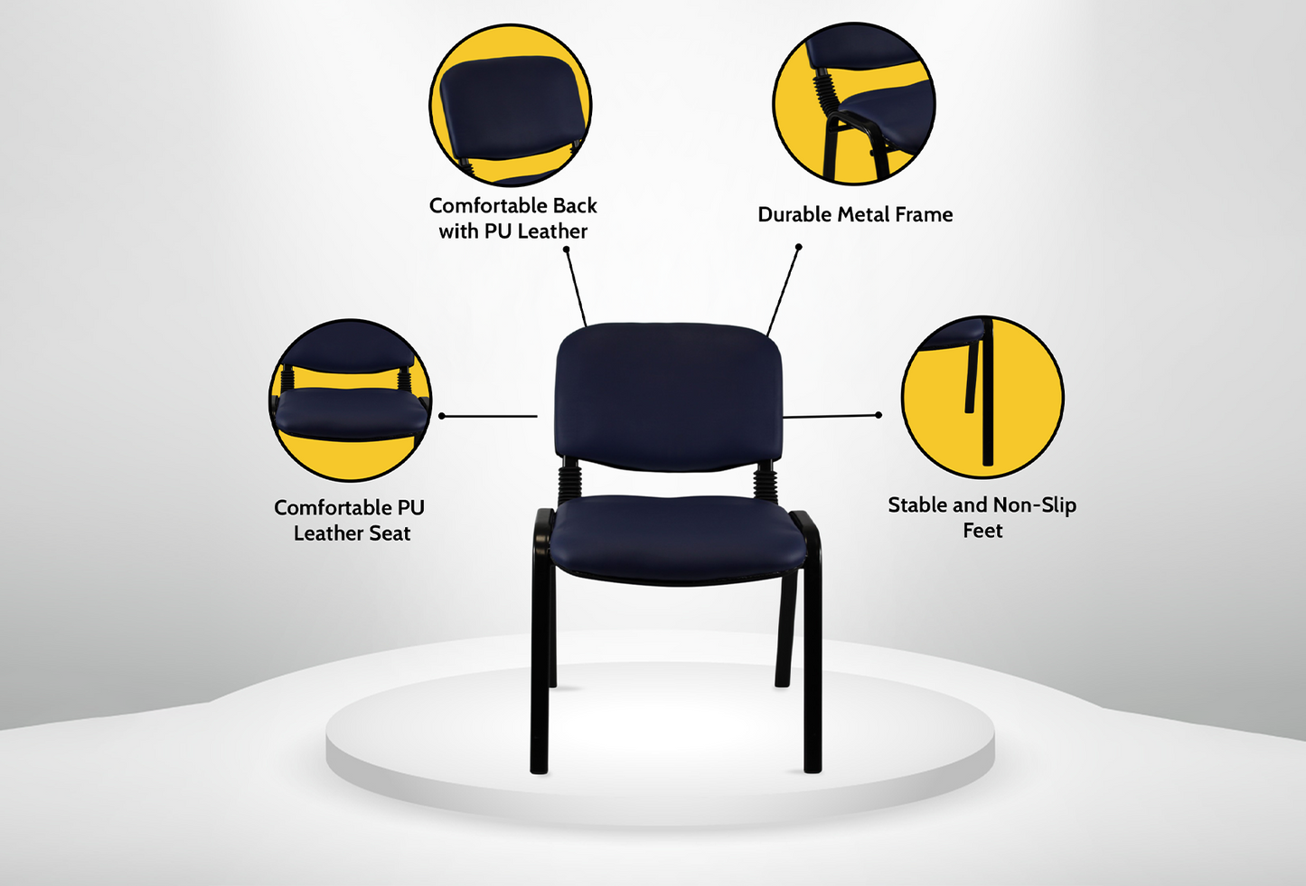 Meta Furniture Leather Stacking Chair with Padded Seat