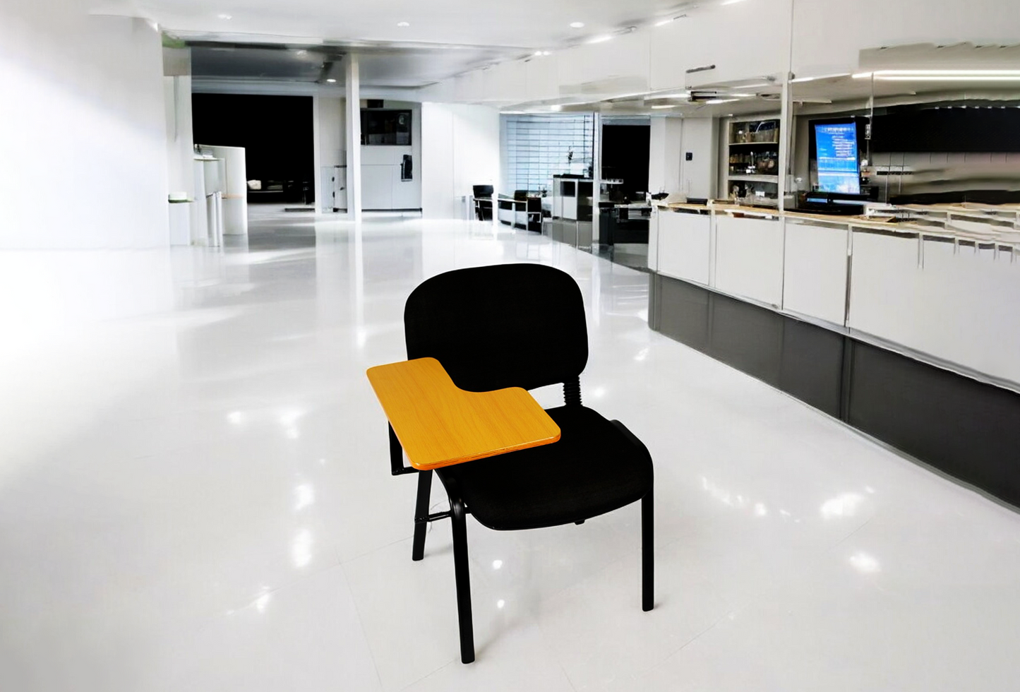 Meta Furniture Leather Stacking Chair With Tablet Desk