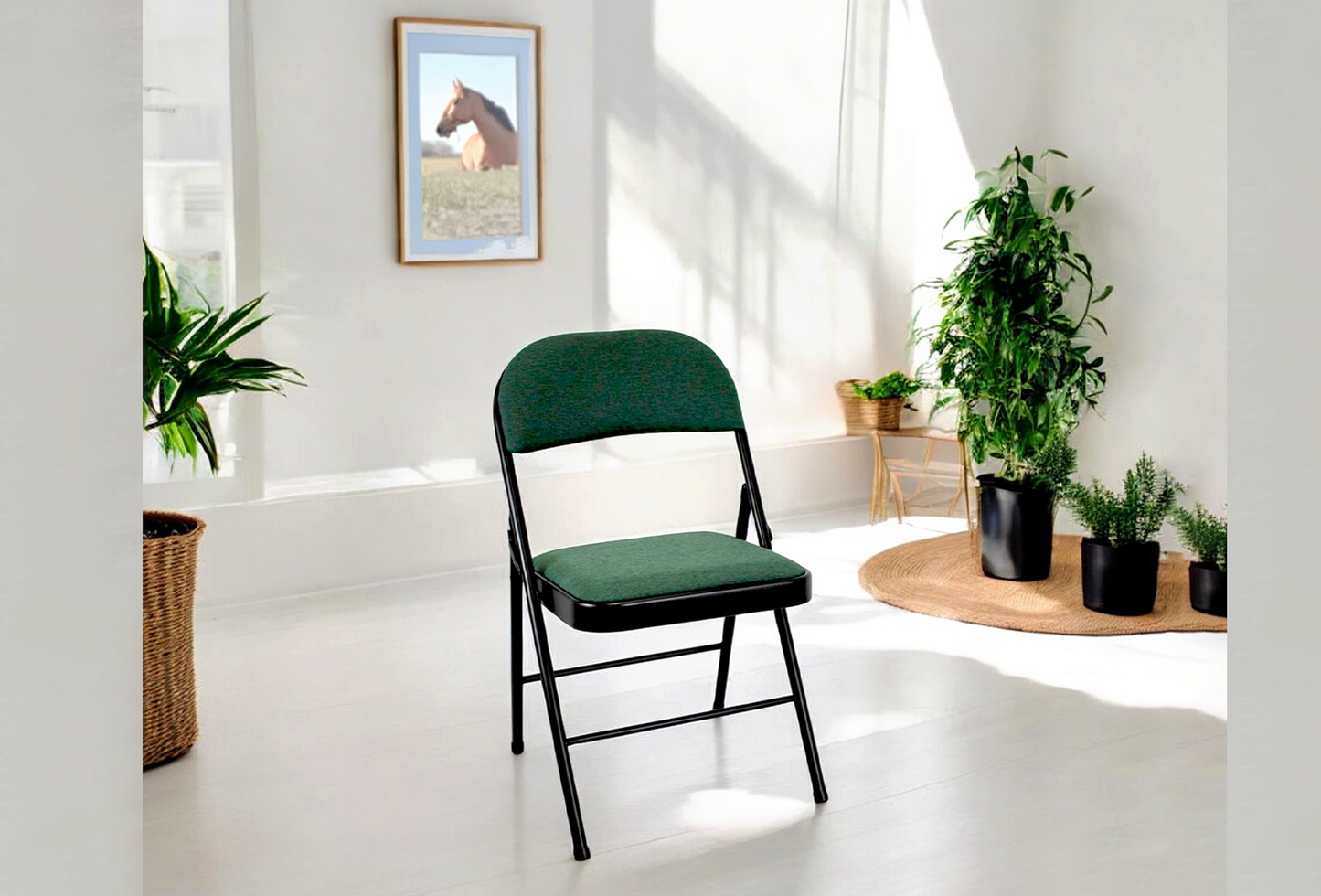 Meta Furniture Fabric Folding Chair with Comfort Cushion