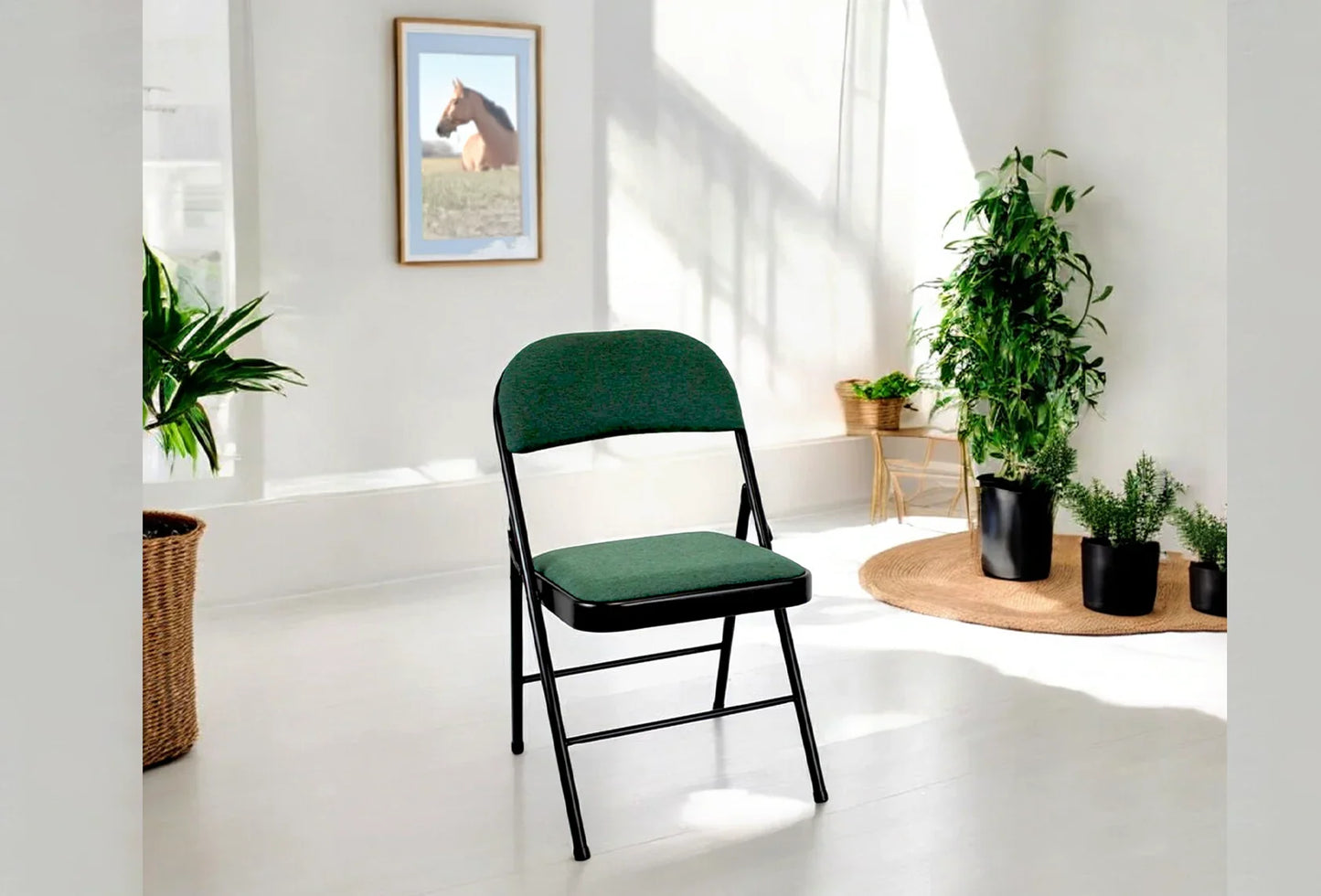 Meta Furniture Fabric Folding Chair with Comfort Cushion
