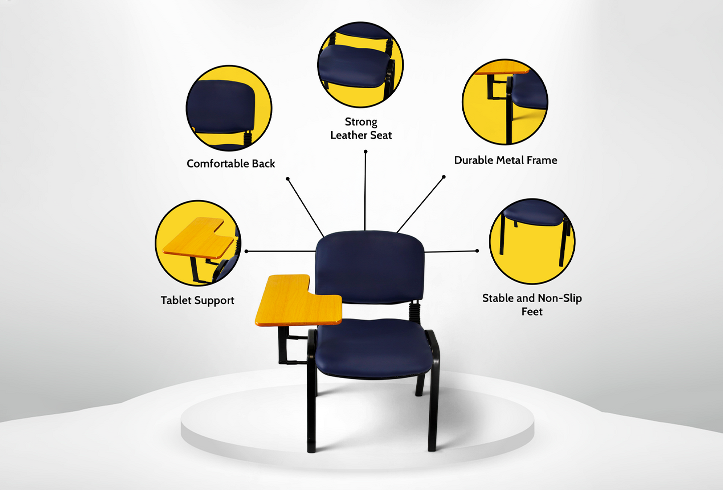 Meta Furniture Leather Stacking Chair With Tablet Desk