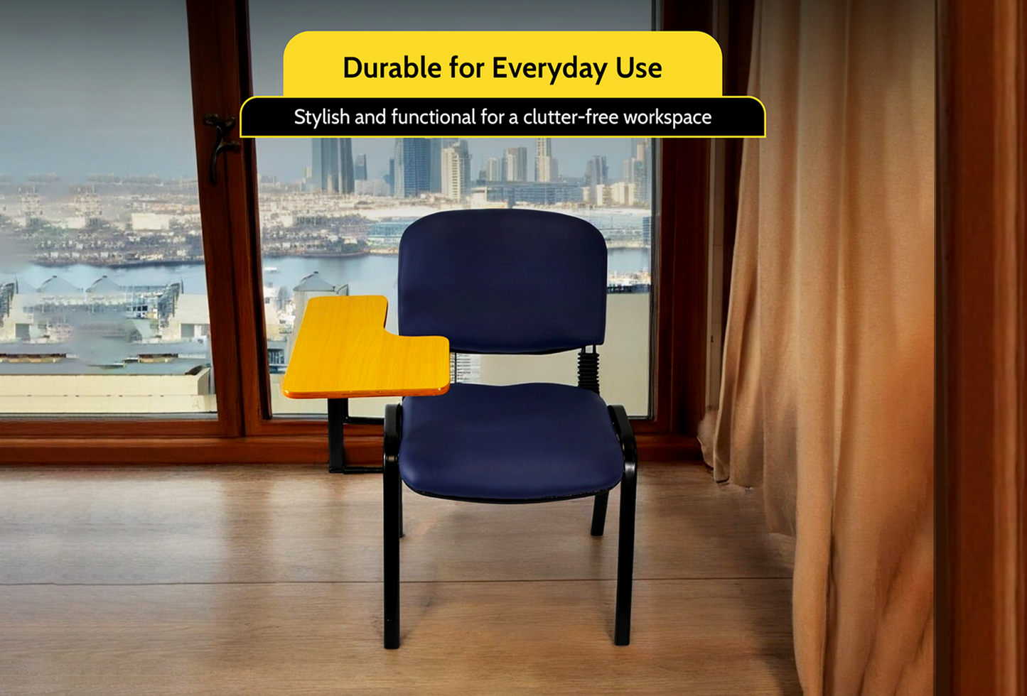 Meta Furniture Leather Stacking Chair With Tablet Desk