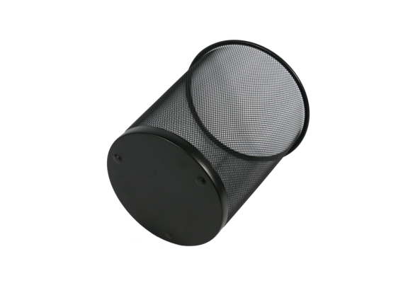 Meta Furniture black metal mesh waste bin with round shape and solid base for office or home use
