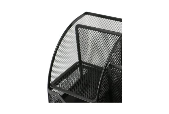 Black metal mesh Organizer Set by Meta Furniture with multiple compartments for desk organization