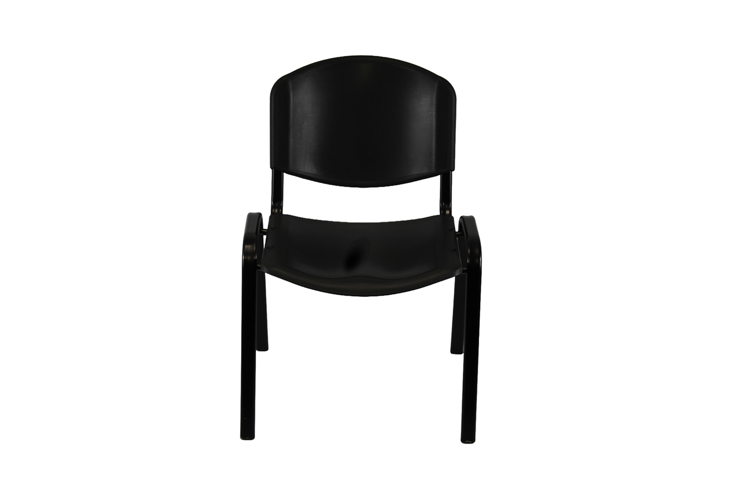 Black Plastic Stacking Chair by Meta Furniture with durable design and curved backrest