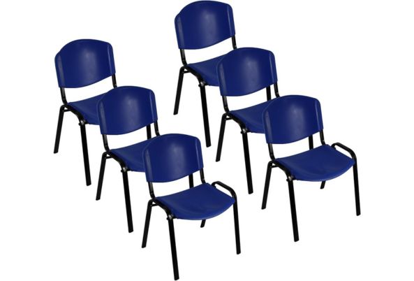 Meta Furniture blue plastic stacking chair set with black metal legs for versatile seating
