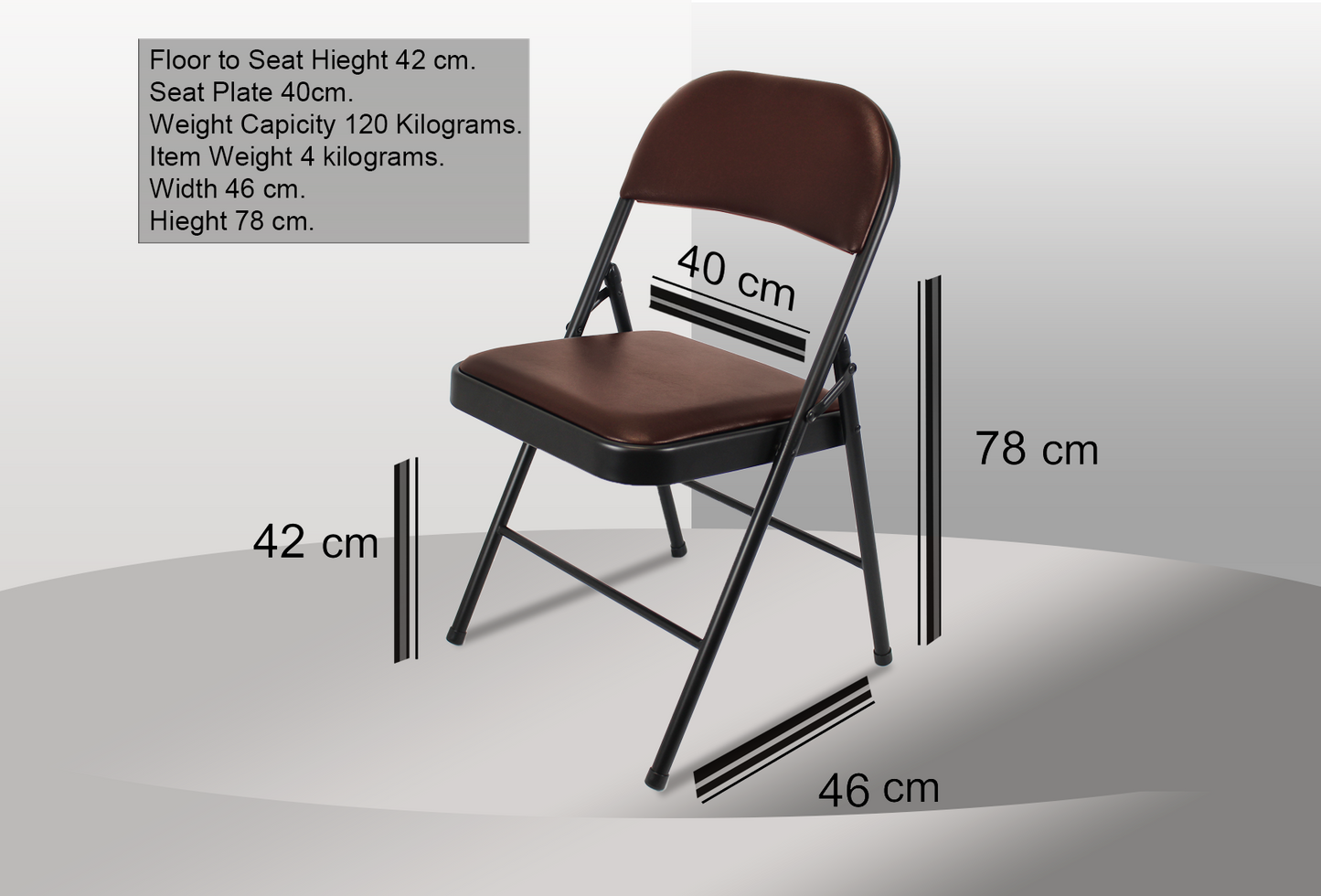 Meta Furniture Leather Folding Chair with Padded Seat