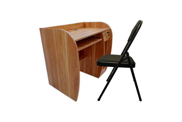 Meta Furniture computer table with drawer and fabric folding chair in black for home office