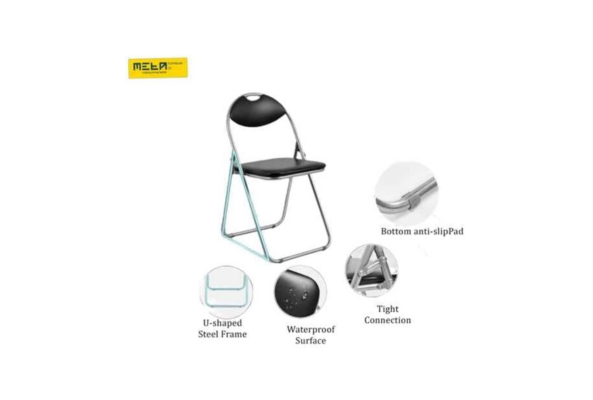 Computer Table With Drawer and Leather Folding Chair with U-shaped steel frame and waterproof surface