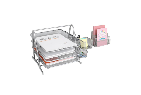 Meta Furniture Desk Organiser 5 Pieces metal set with trays and compartments for office supplies