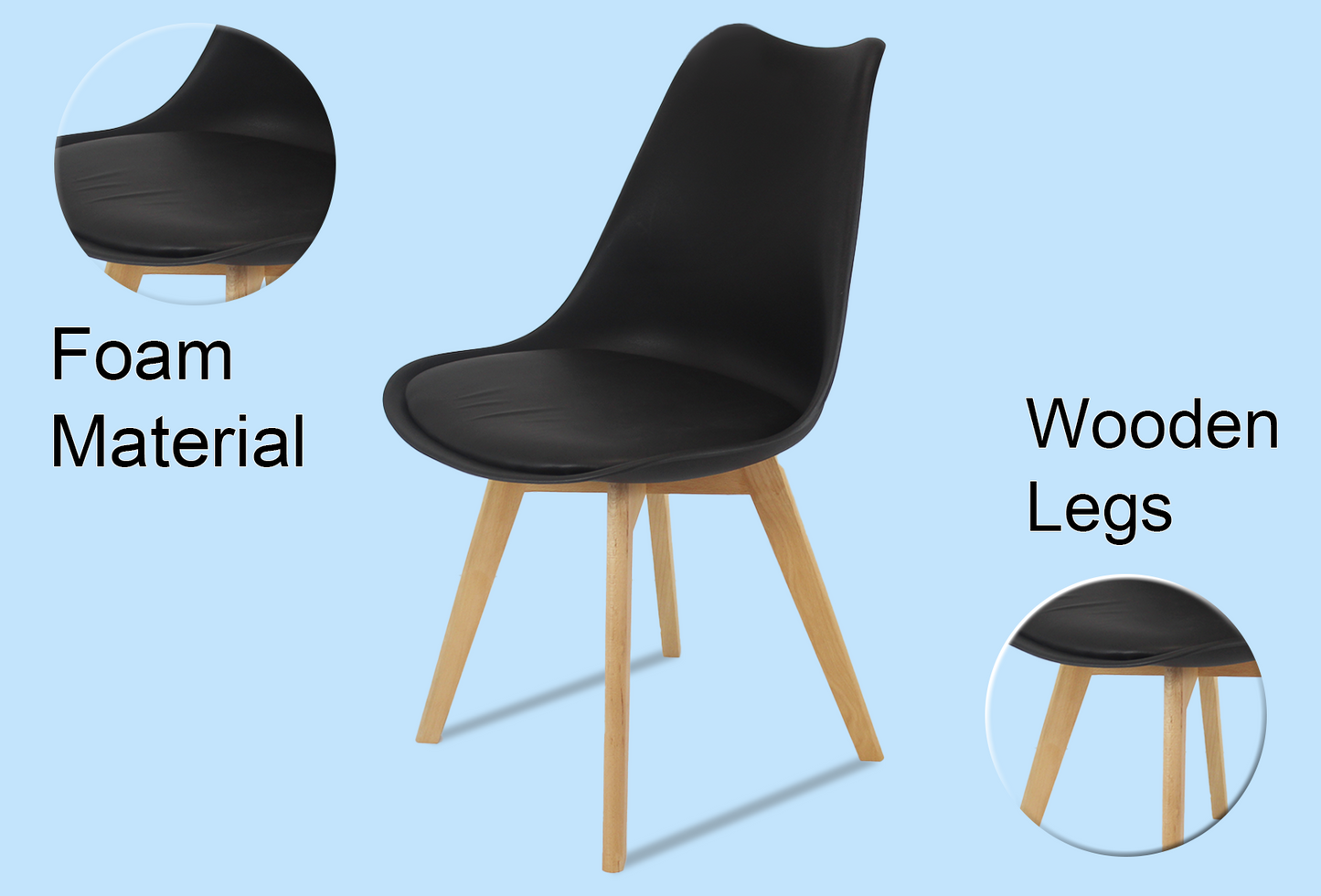 Meta Furniture Modern Dining Chair with Wood Legs