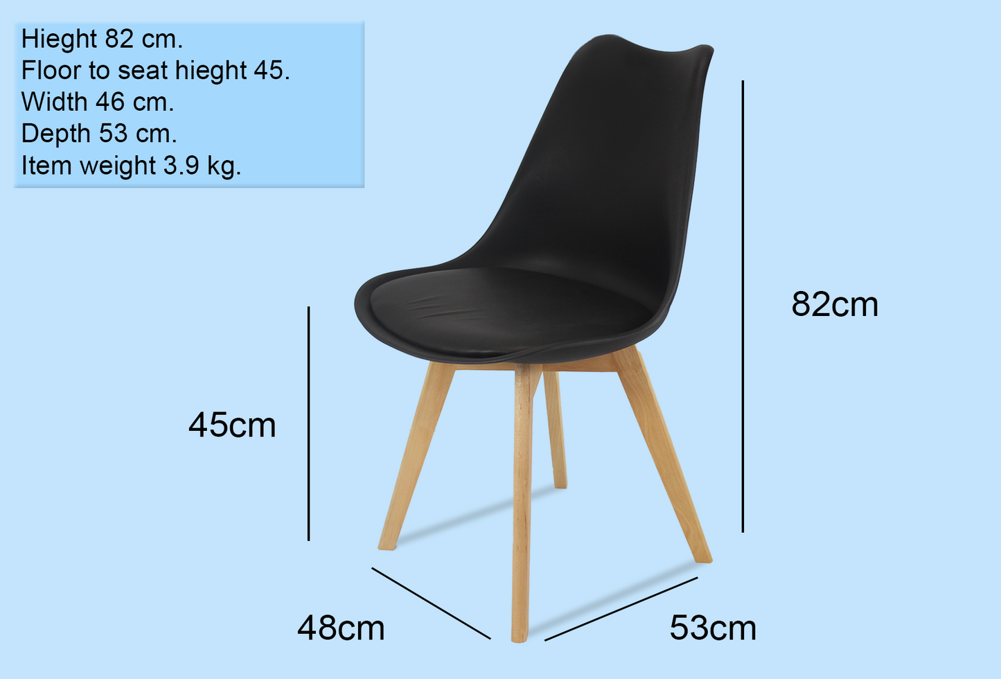 Meta Furniture Modern Dining Chair with Wood Legs