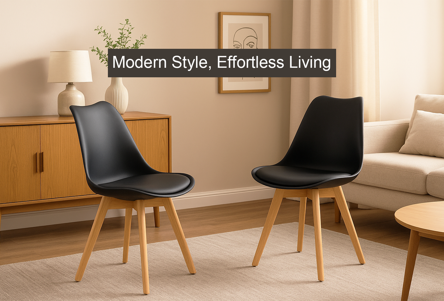 Meta Furniture Modern Dining Chair with Wood Legs