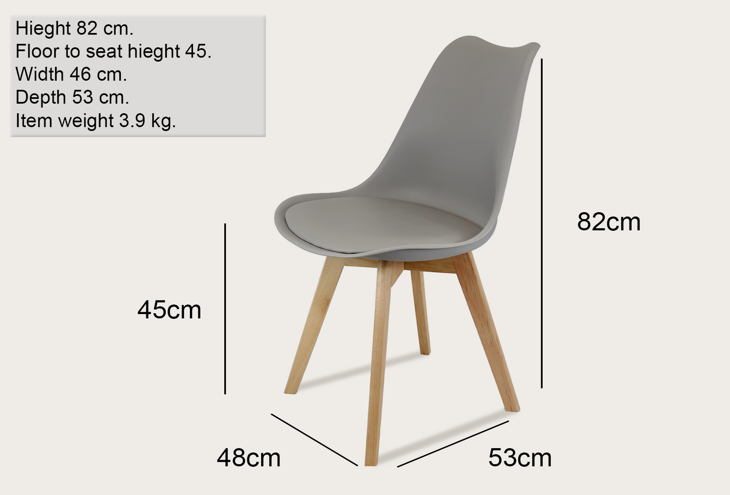 Meta Furniture Modern Dining Chair with Wood Legs