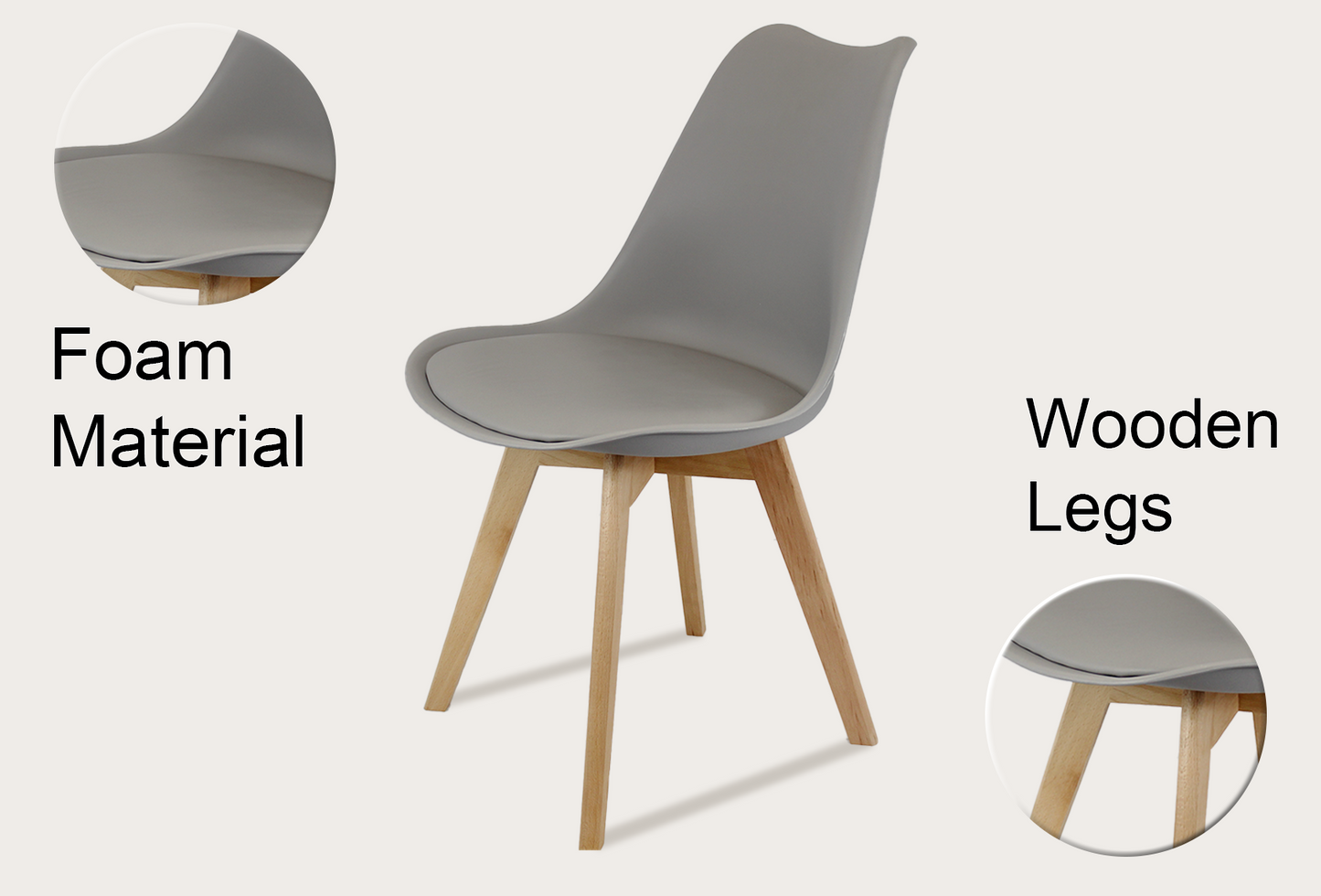 Meta Furniture Modern Dining Chair with Wood Legs