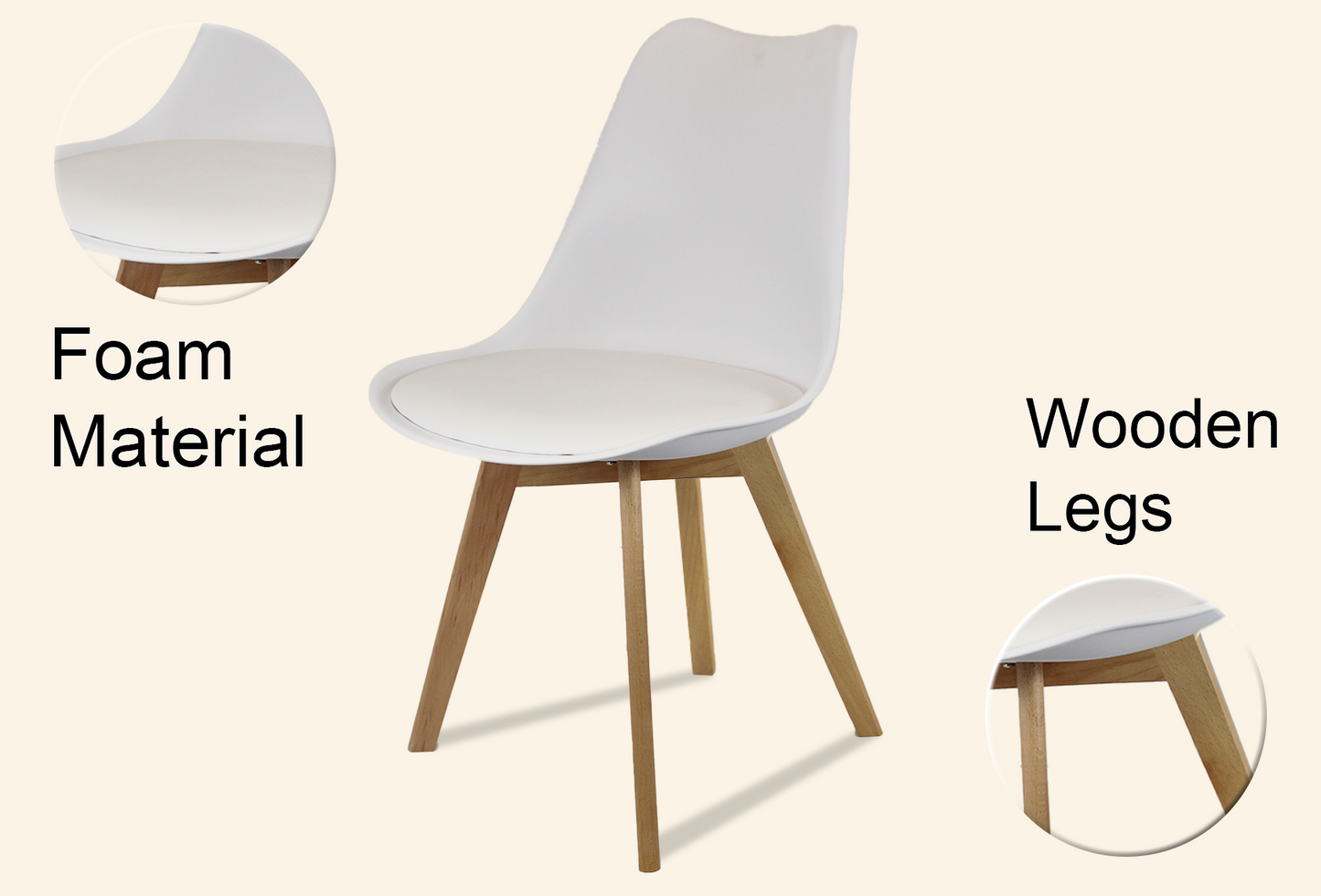 Meta Furniture Modern Dining Chair with Wood Legs