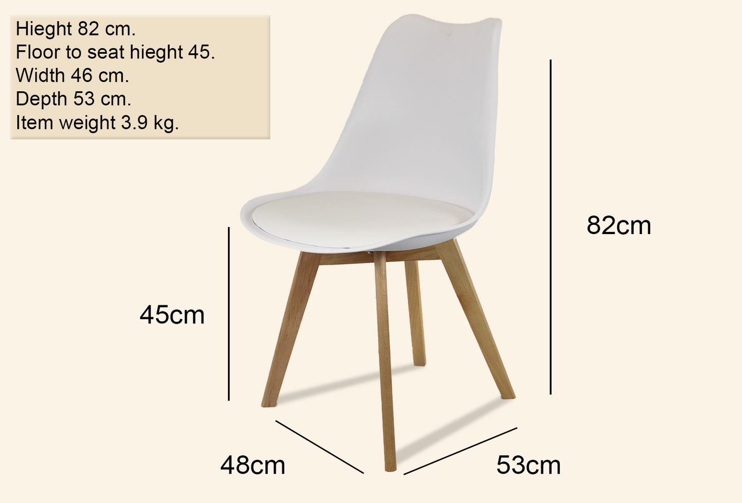 Meta Furniture Modern Dining Chair with Wood Legs