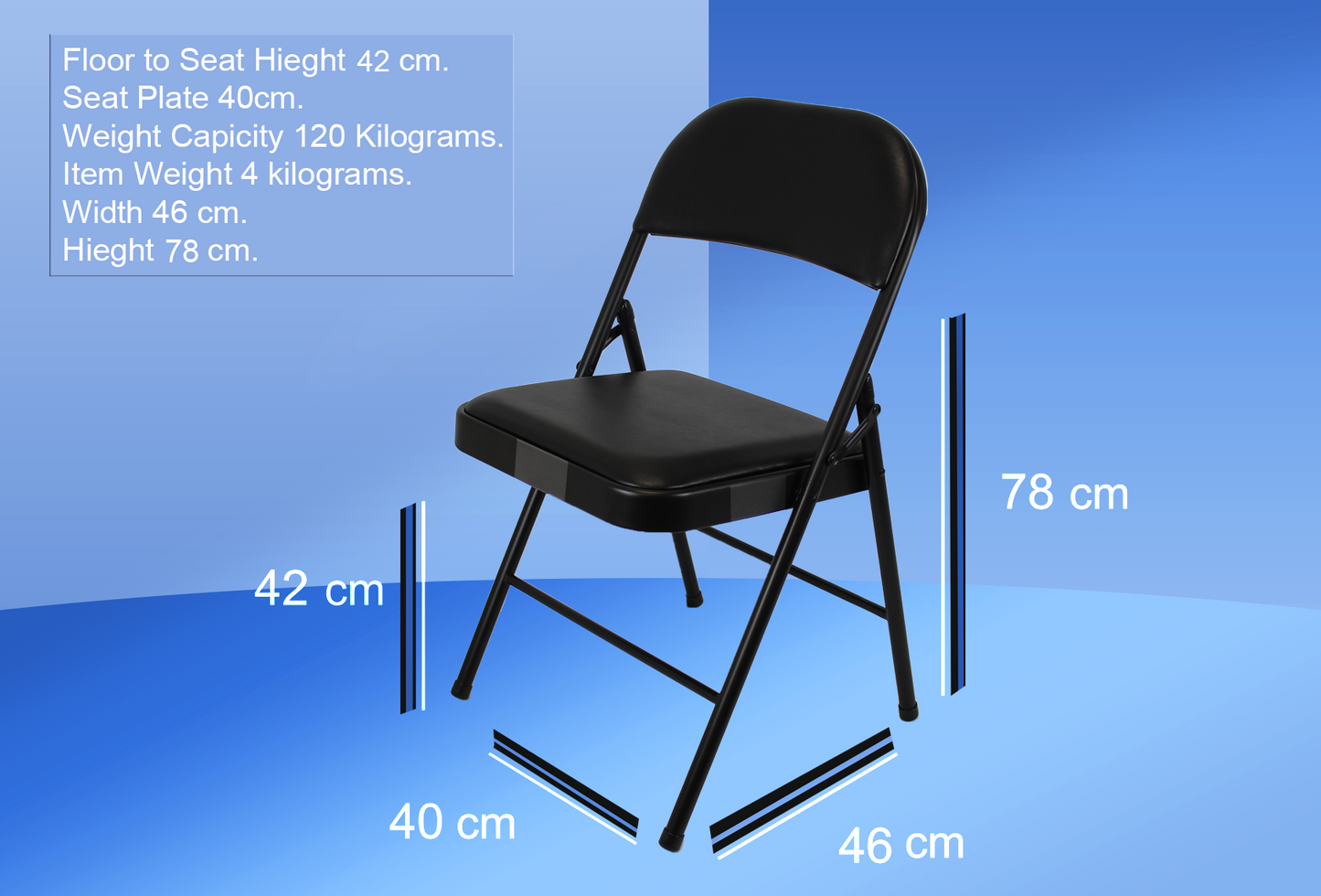 Leather Folding Chair with Padded Seat | Meta Furniture