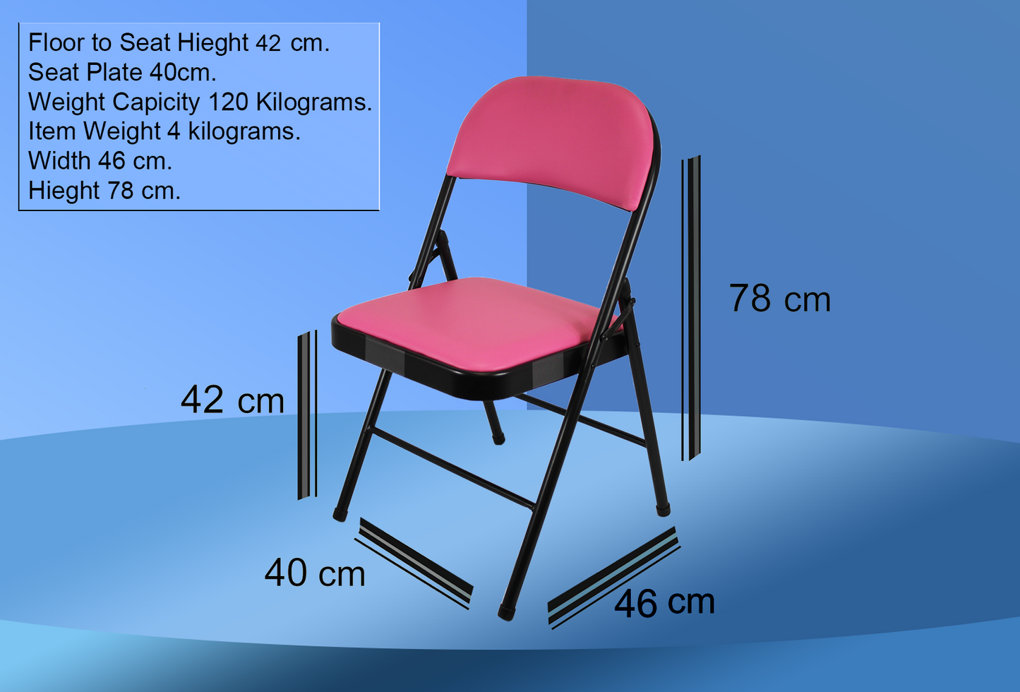 Leather Folding Chair with Padded Seat | Meta Furniture