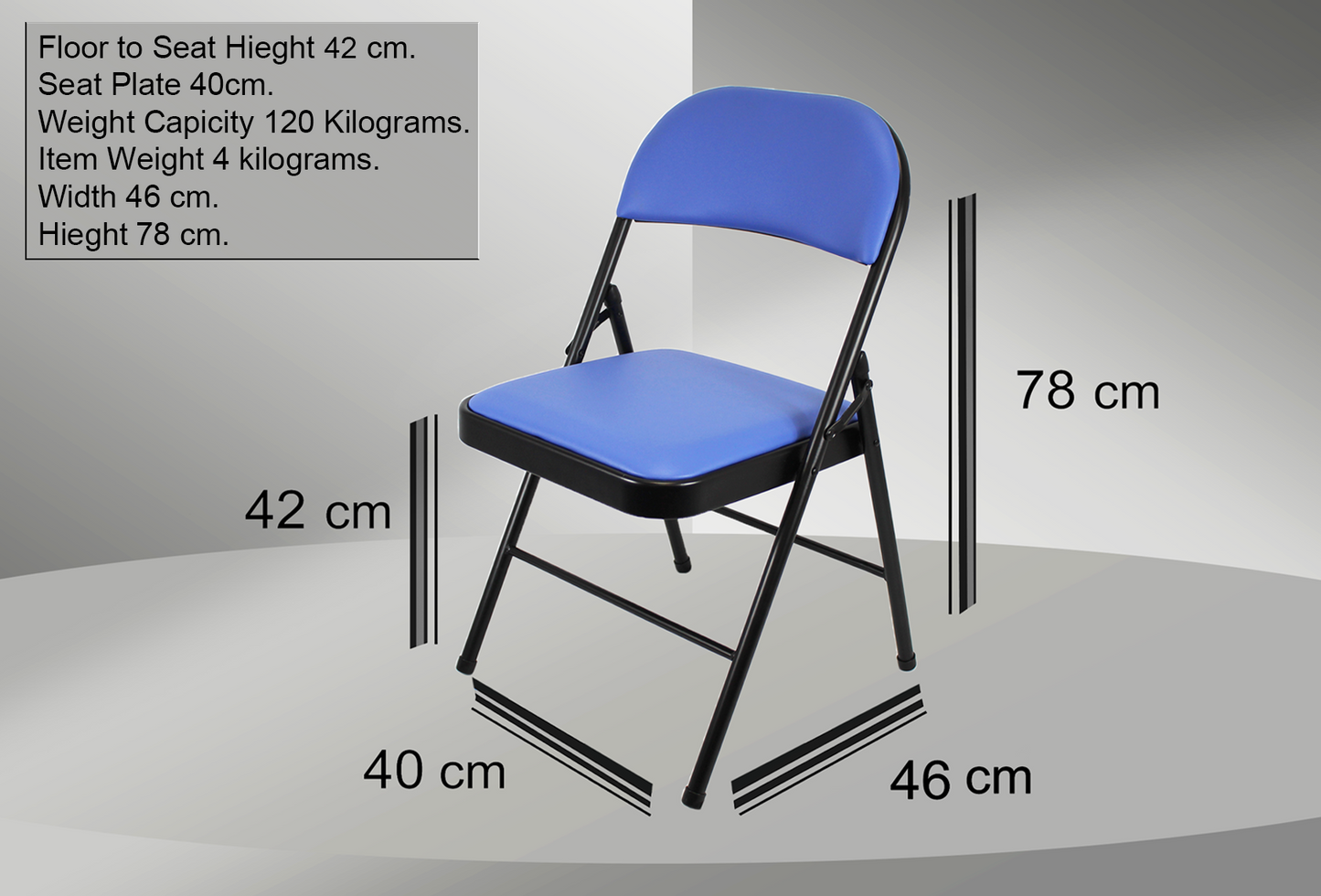 Leather Folding Chair with Padded Seat | Meta Furniture