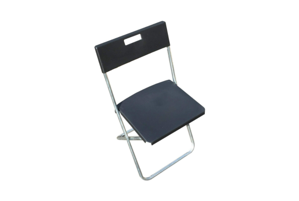 Black plastic folding chair with metal frame from Meta Furniture for Exam Table & Plastic Folding Chair set