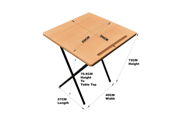 Meta Furniture Exam Table & Plastic Folding Chair with wooden tabletop and black metal legs