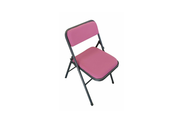 Fabric Folding Chair Turkish in pink with black metal frame by Meta Furniture