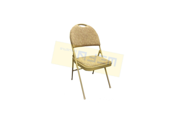 Meta Furniture Fabric Folding Chair Turkish with beige striped fabric and sturdy metal frame