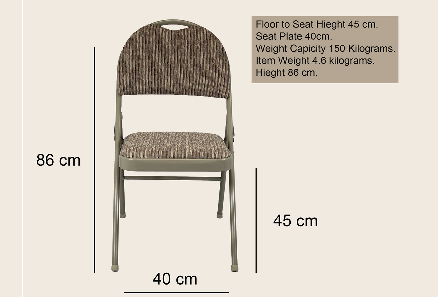 Meta Furniture Heavy Duty Folding Chair with Padded Seat & Backrest