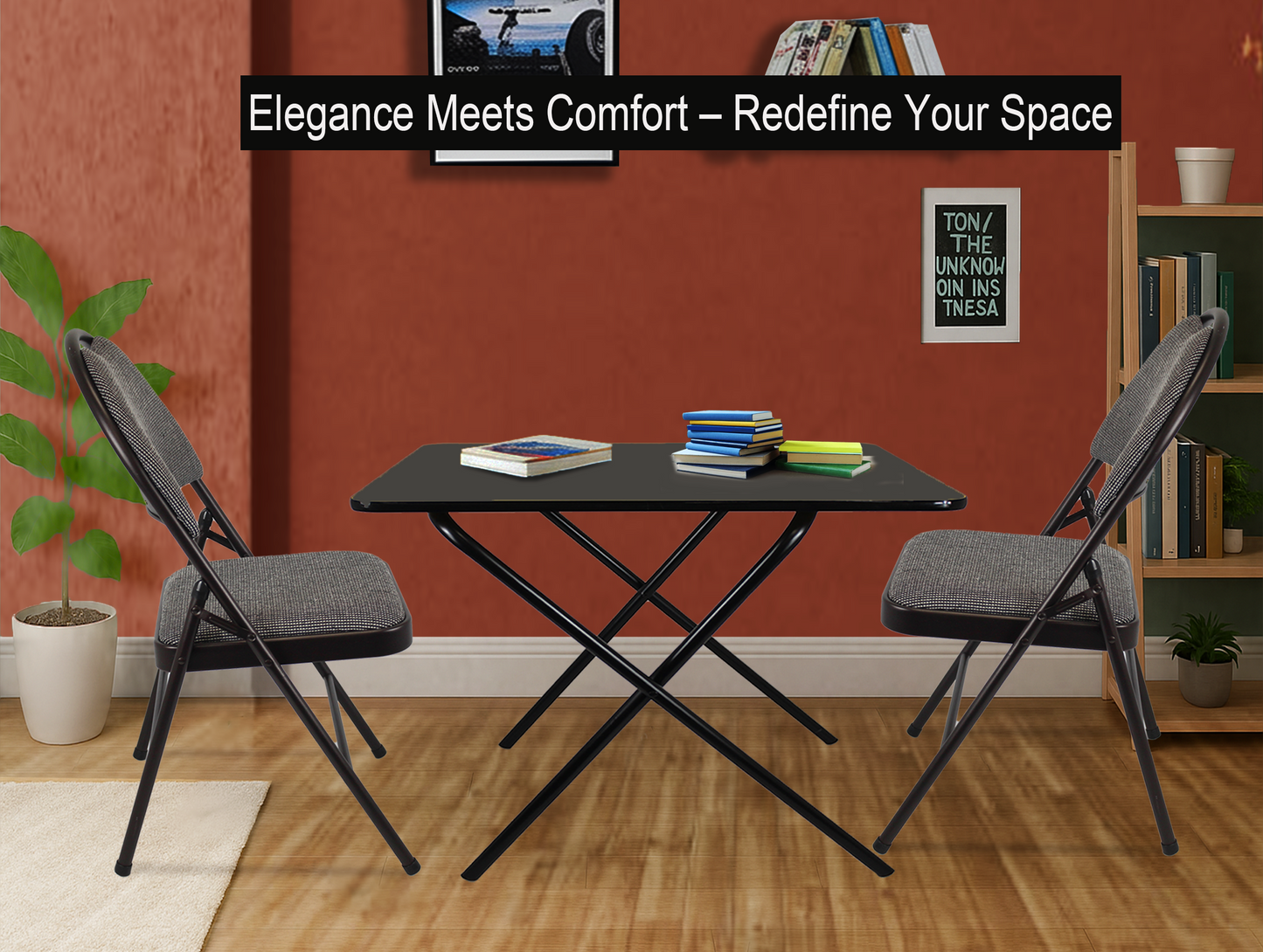 Meta Furniture Heavy Duty Folding Chair with Padded Seat & Backrest