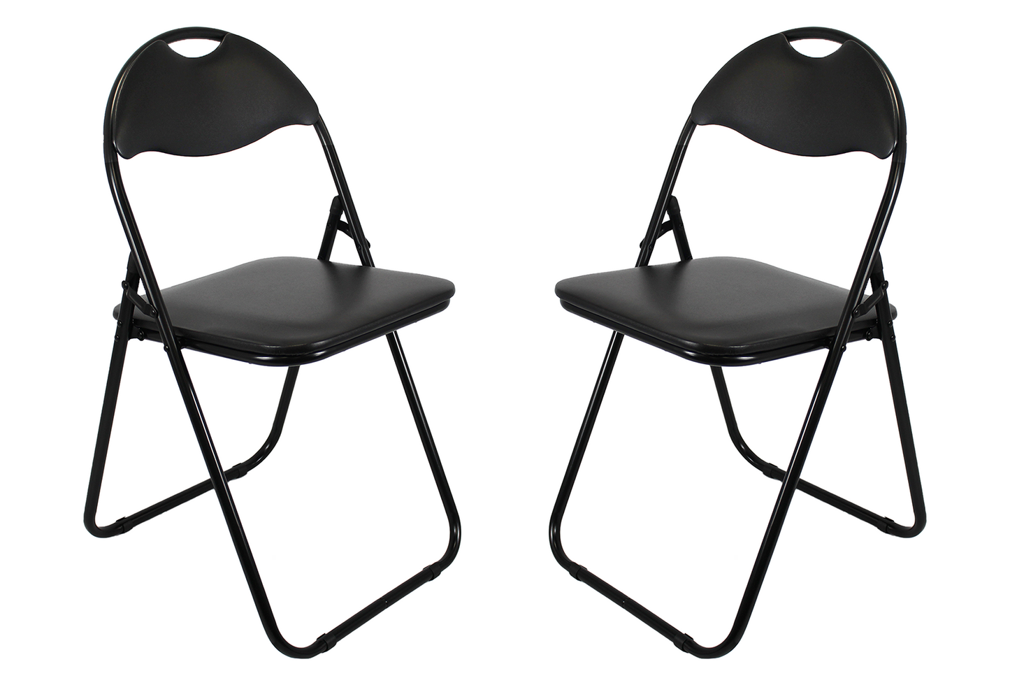 Faux leather Folding Chair Black Pair