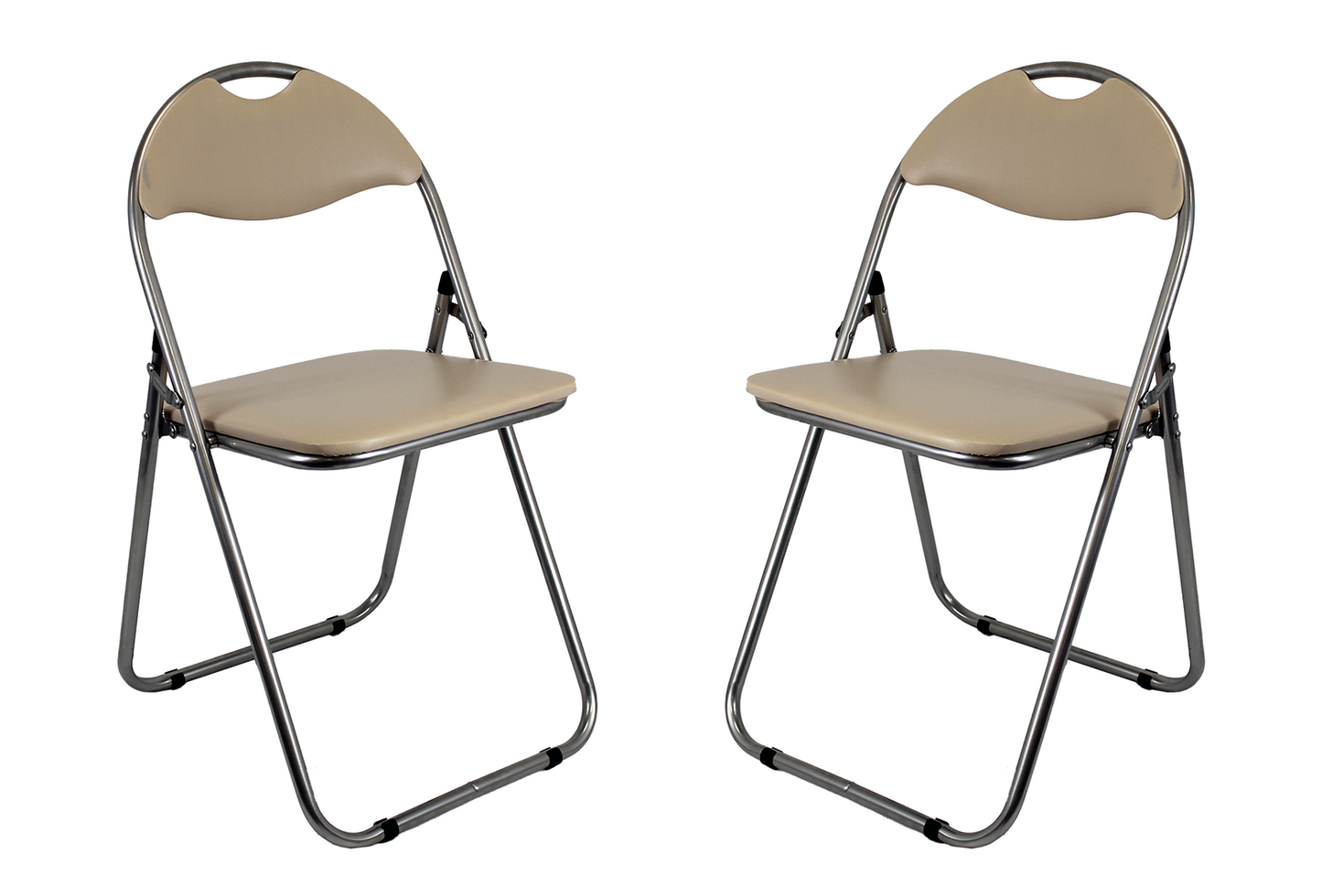 Faux leather Folding Chair - Cream pair