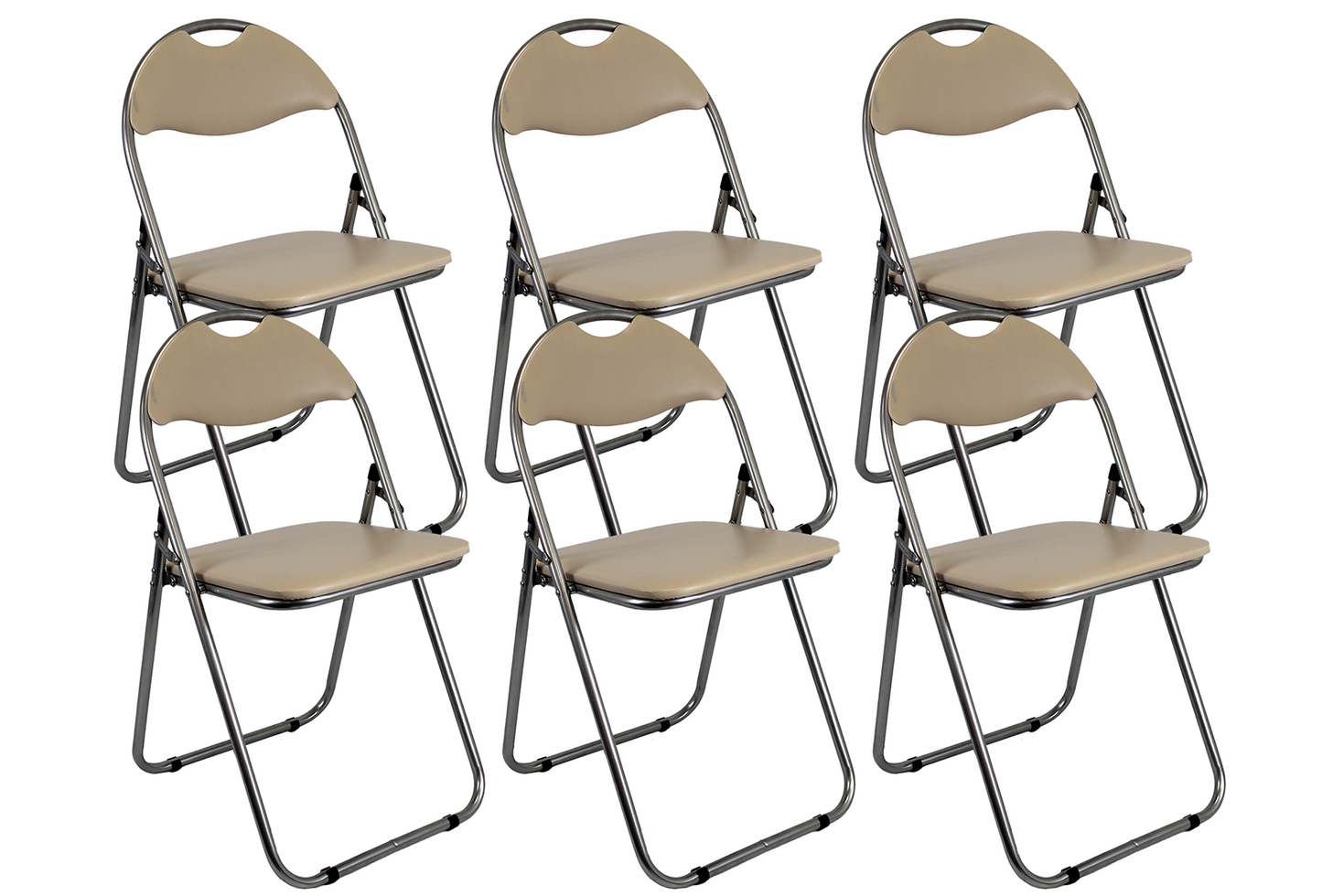 Faux leather Folding Chair - Cream pack of 6