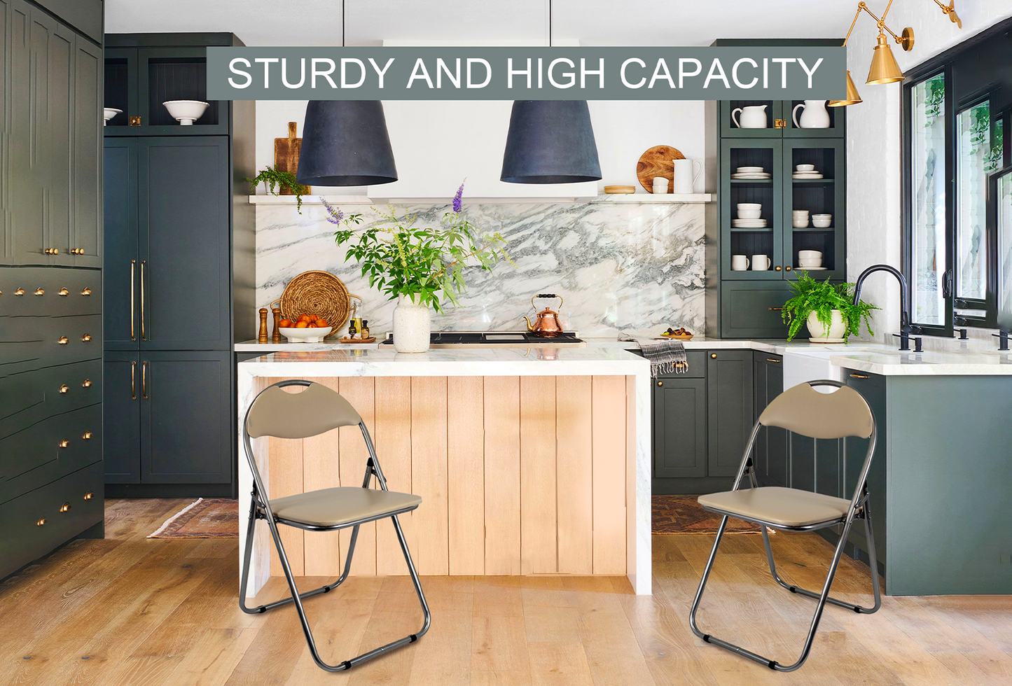 Faux leather Folding Chair - Creamindoor