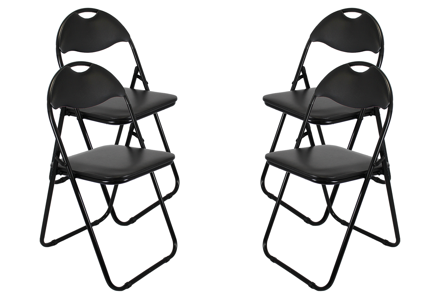 Faux leather Folding Chair - Black of 4