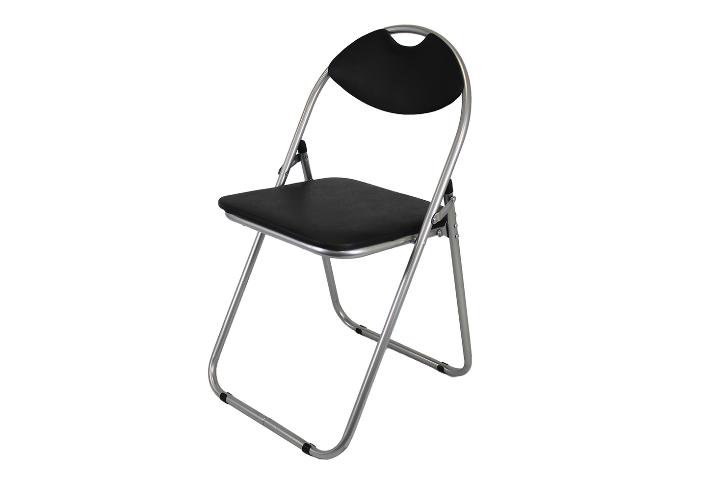 Faux leather Folding Chair - Silver Black