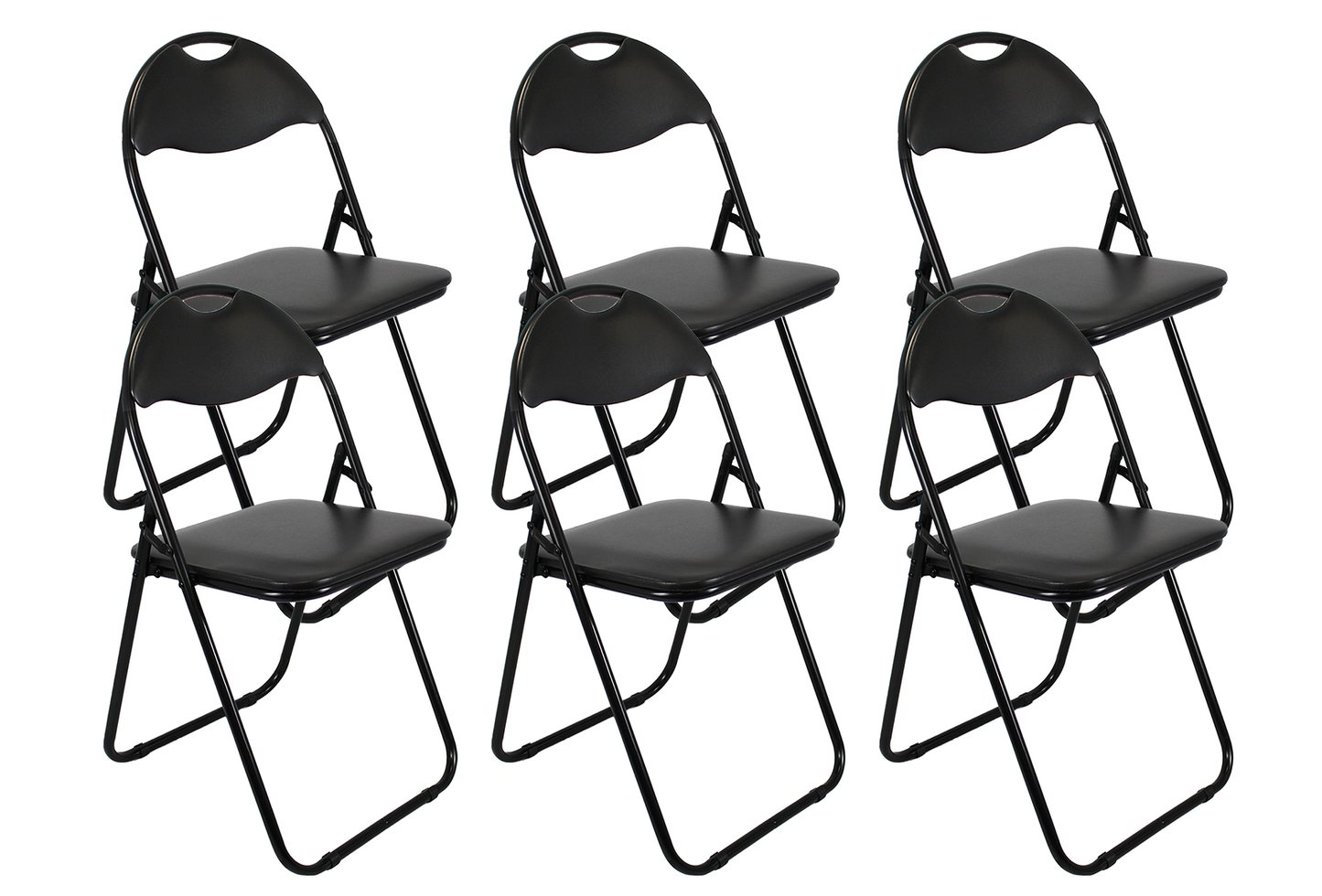 Faux leather Folding Chair - Black of 6